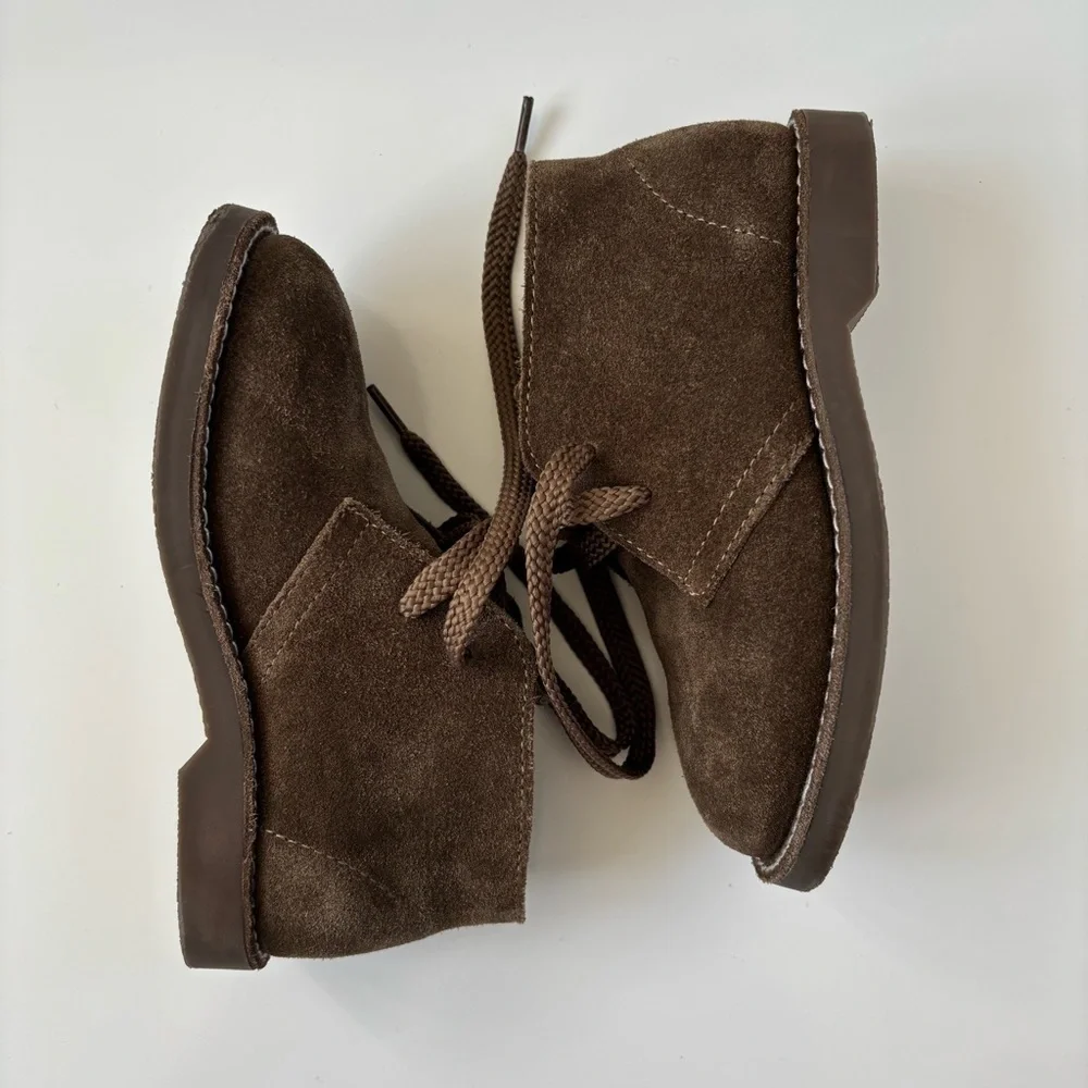 Crewcuts J.Crew Factory Boys Calvert Boot Chukkas Brown Leather Size 12, EUC